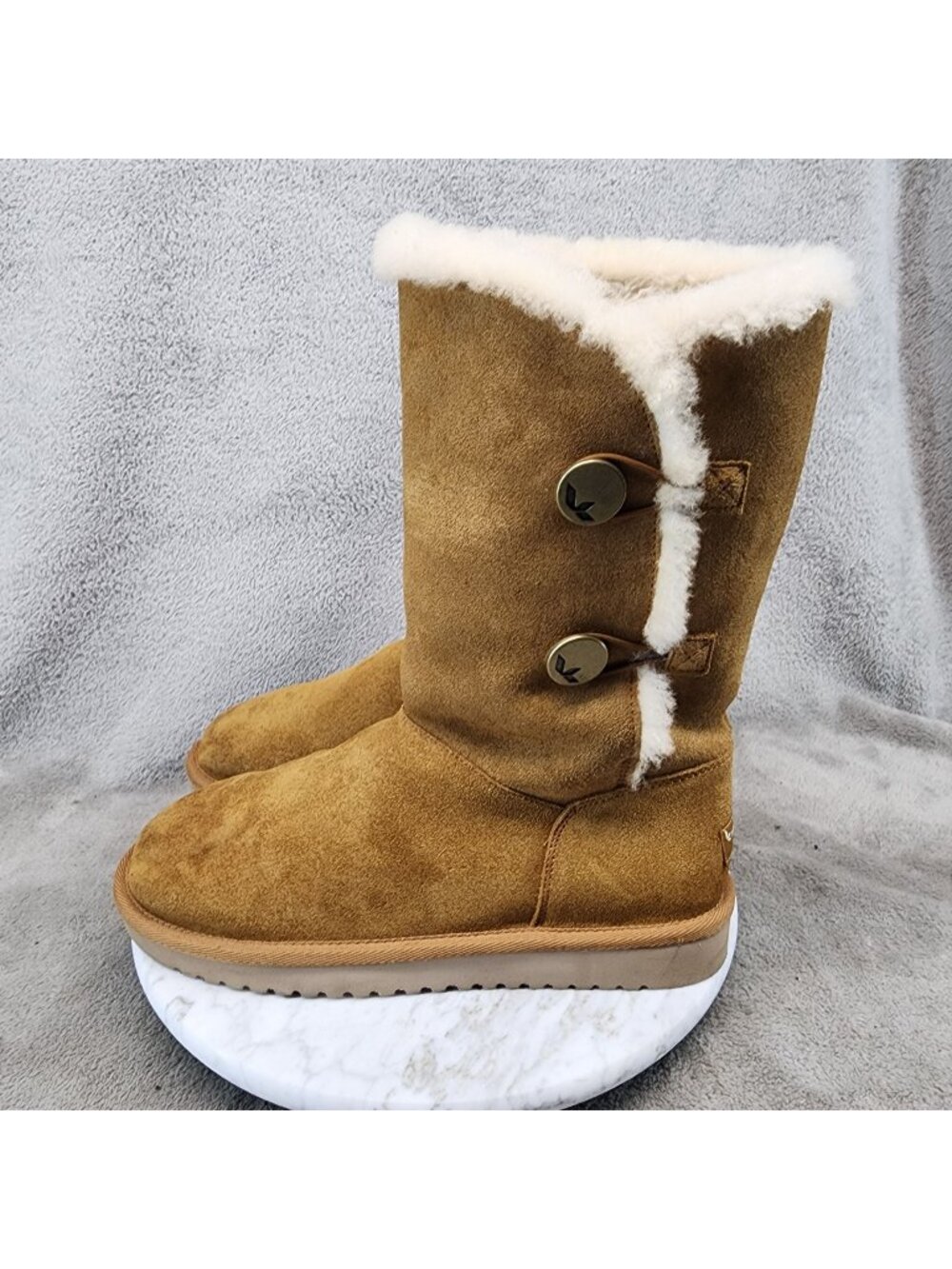 UGG Shoes Womens Size 9 Brown Suede Shearling Button Boots *Read*